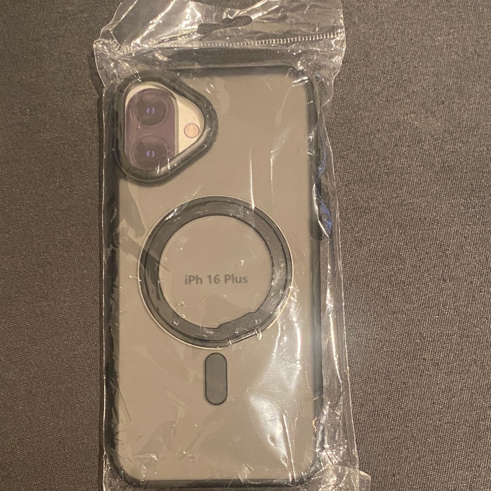 iPhone 16+ Black and Clear Gray Phone Case